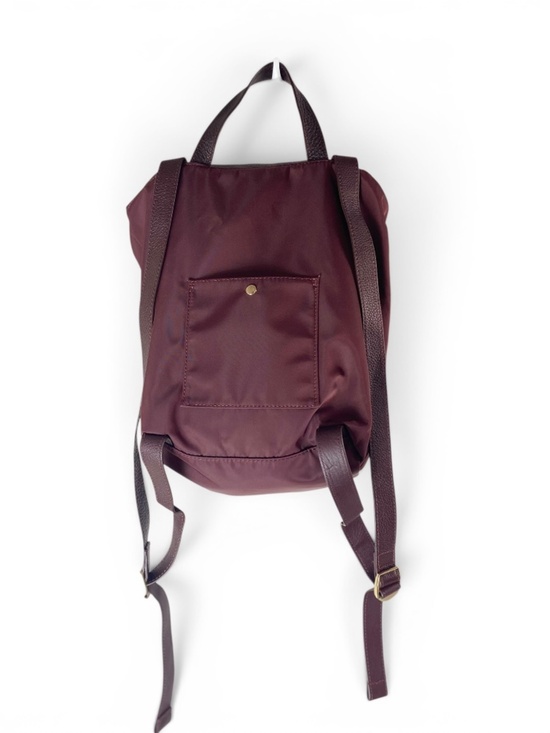 Levenger Burgundy Nylon Leather Backpack Drawstring Lightweight Travel Work Bag main image 5
